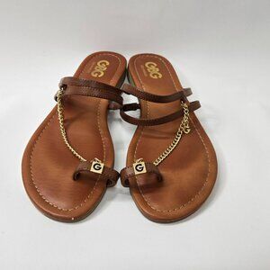 GBG Los Angeles Faux leather Sandals Light Brown Size 8 Toe Ring Sandal